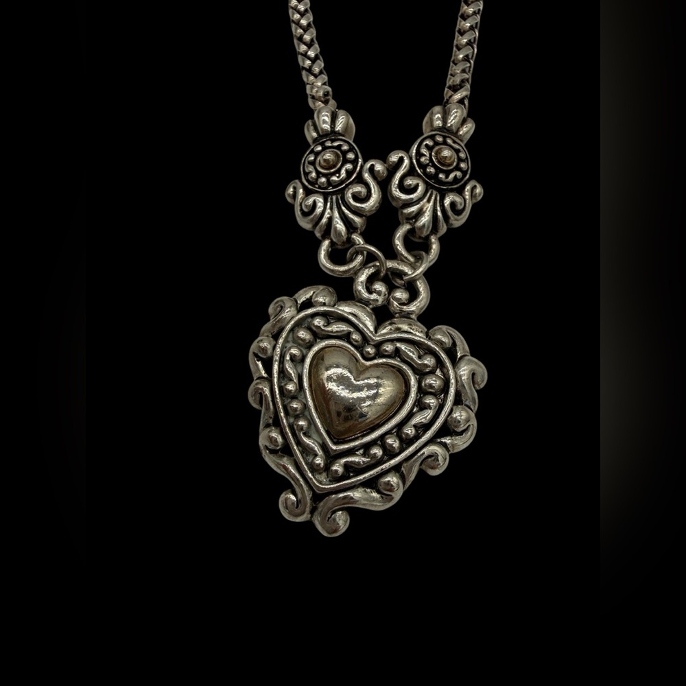 Silver & Gold-Tone Heart Pendant Necklace - Brighton Inspired Design - Picture 3 of 5
